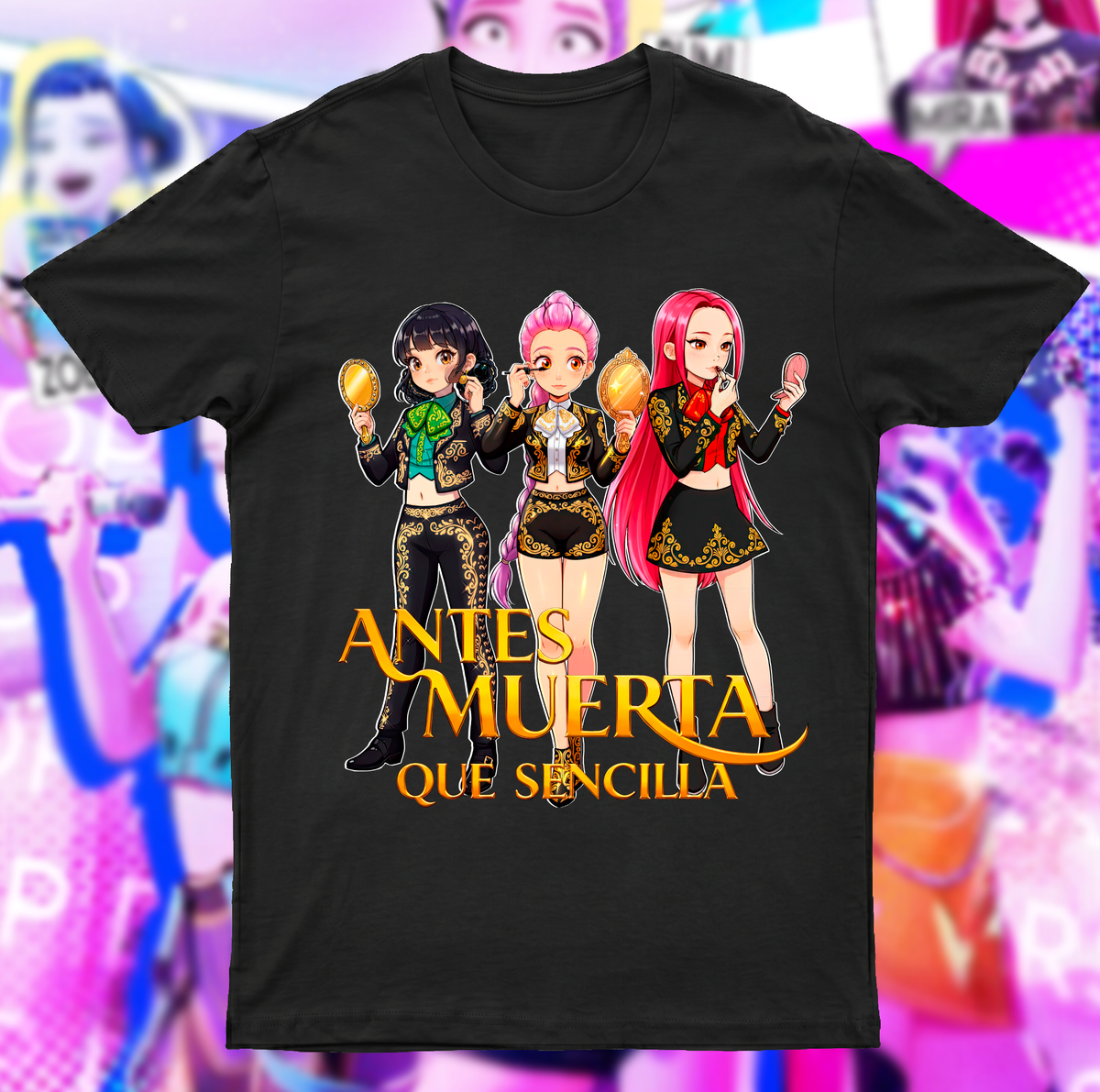 Playera Antes muerta que sencilla charro negro