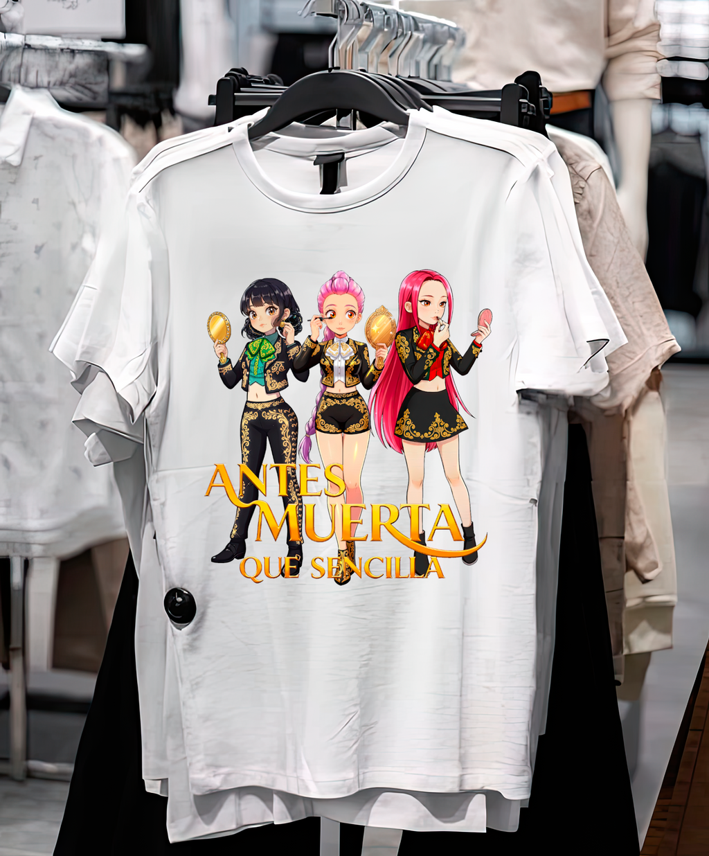 Playera Antes muerta que sencilla charro negro