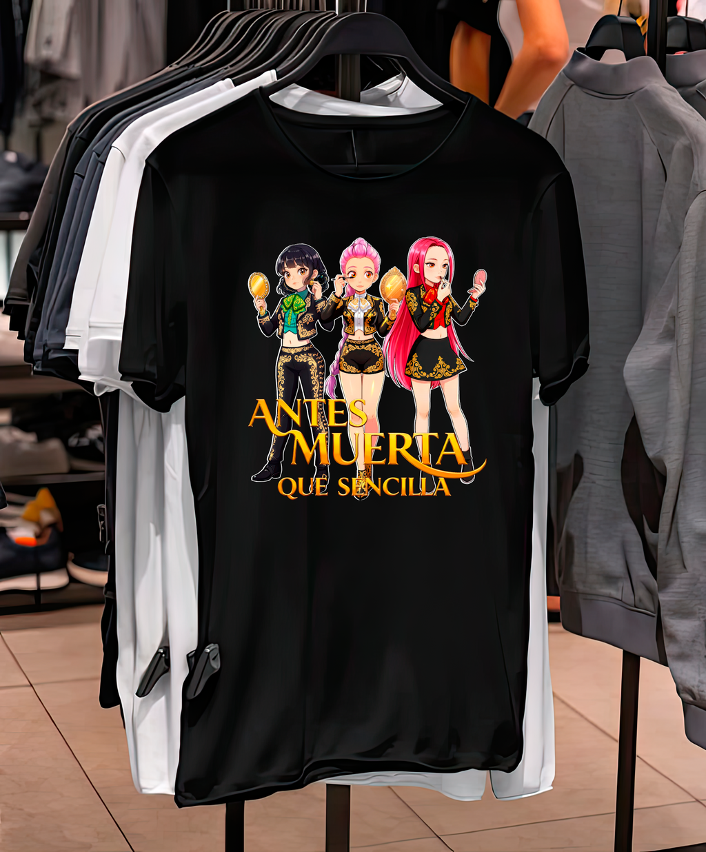 Playera Antes muerta que sencilla charro negro